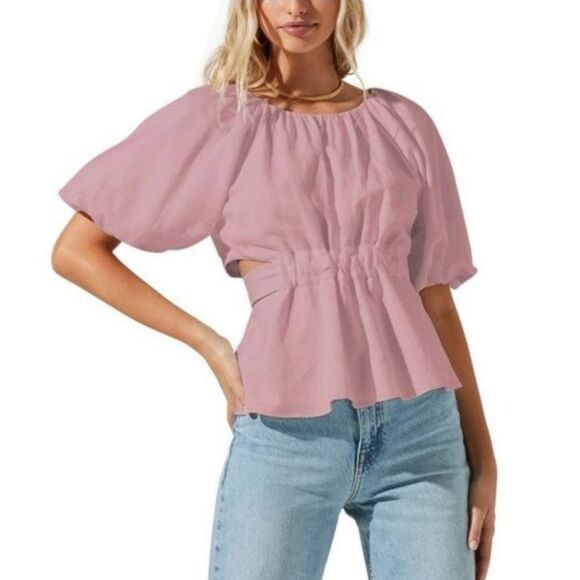 Astr Tops - ASTR the Label Vendetta Cutout Linen Top Medium